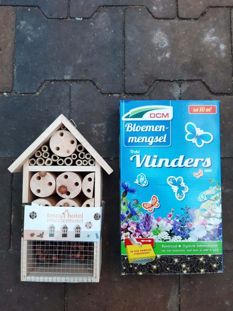 Insectenhotel klein met bloemenmengsel