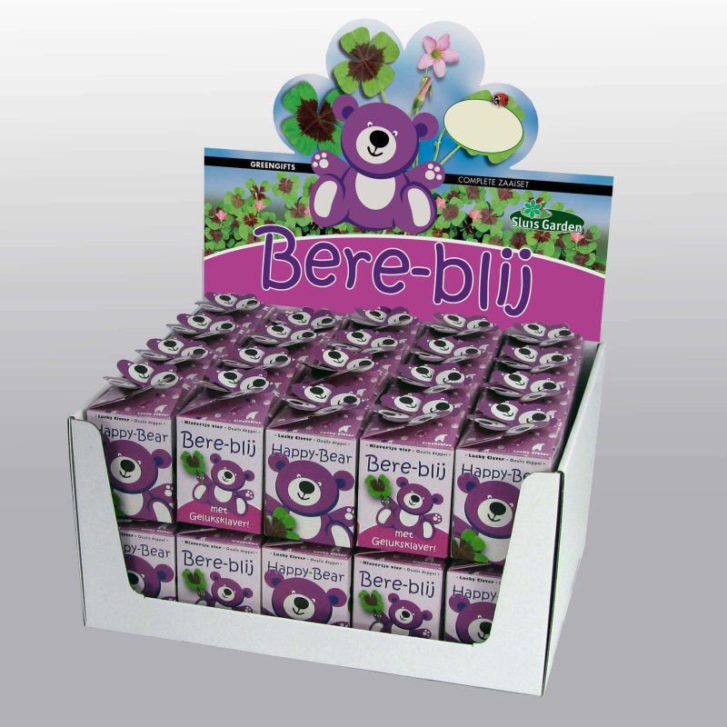 Greengift, Klavertje 4 H.BEAR ROZE 40 st in showdoos