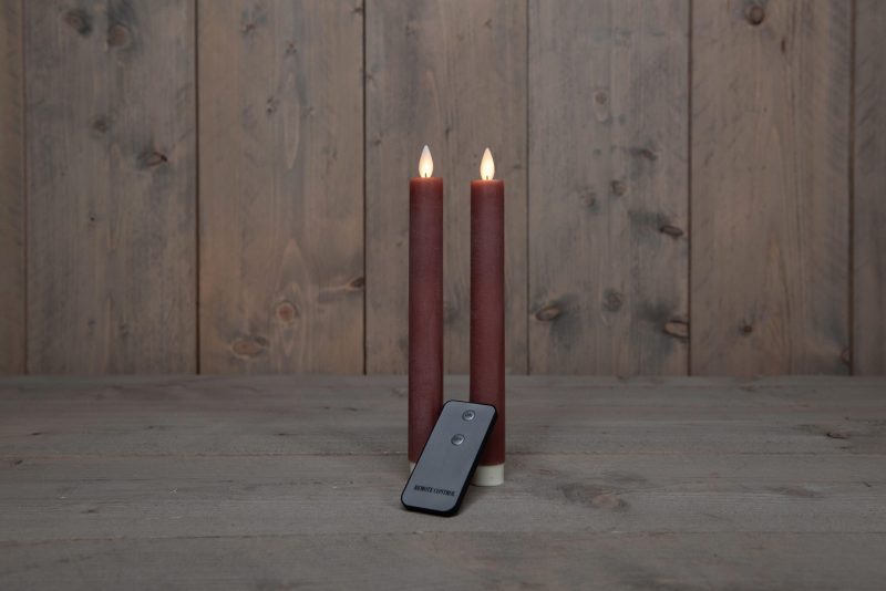 Diner kaars wax rustiek antiek roze, bewegende vlam LED