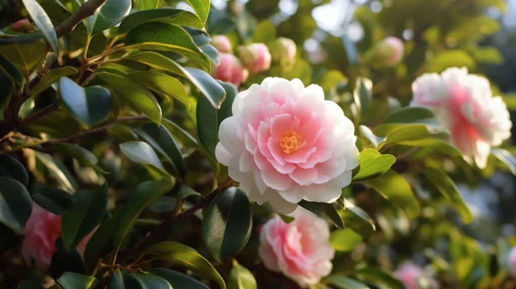 Wit-roze Camellia Japonica snoeien