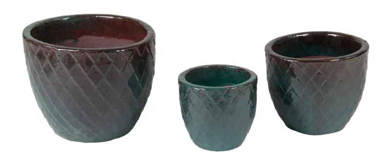 Glazed Cross Egg Pot Celadon