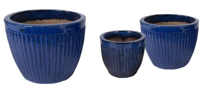 Glazed Melon Egg Pot Blue