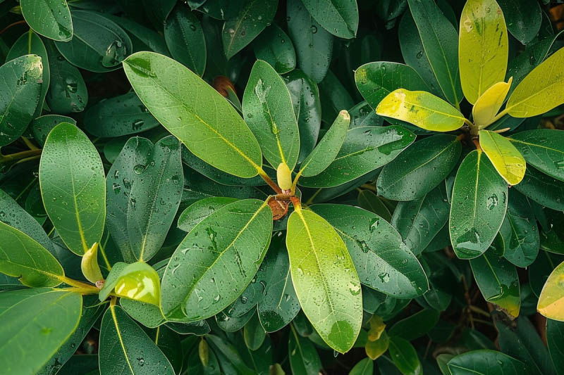 Rhododendron met gele bladeren